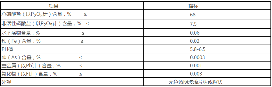 食品六偏磷酸钠指标